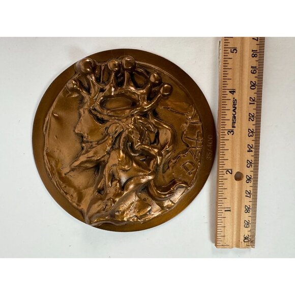 Salvador Dali Limited Edition Bronze King David Medallion With Crowned Head Desi - Picture 4 of 16